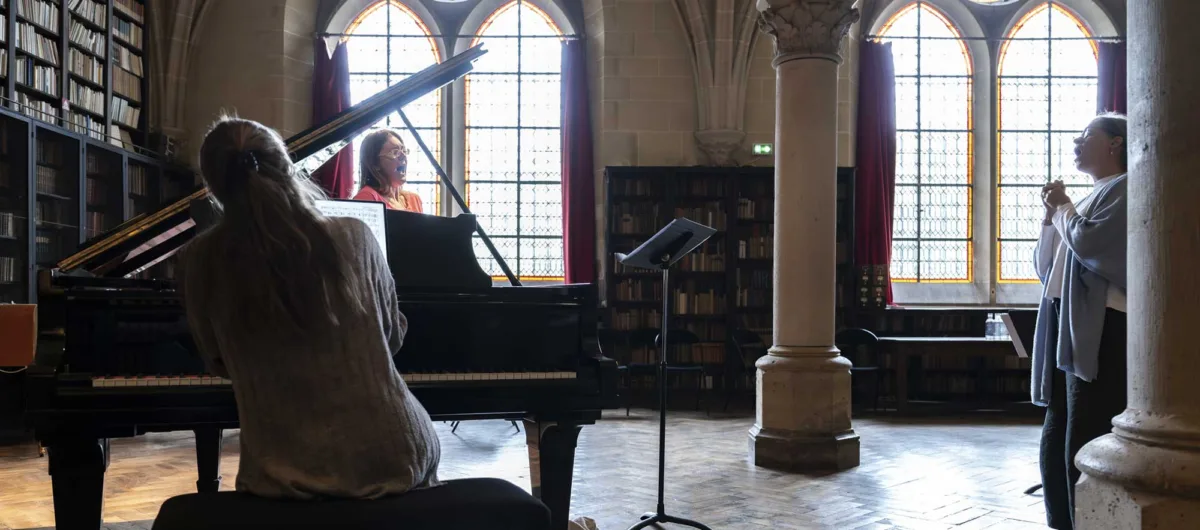 A training session in the library